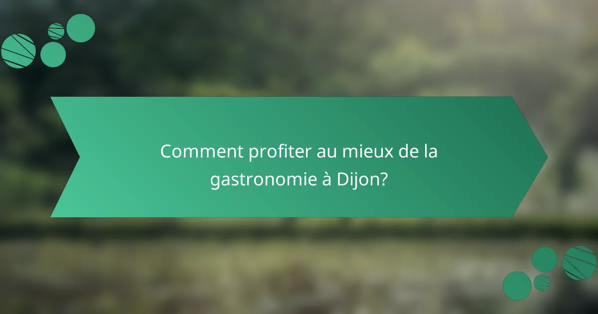 Comment profiter au mieux de la gastronomie à Dijon?