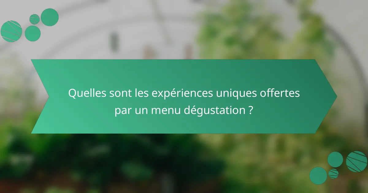 Quelles sont les expériences uniques offertes par un menu dégustation ?