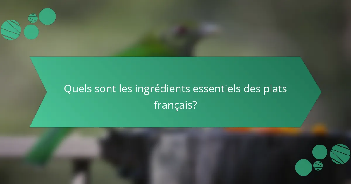 Quels sont les ingrédients essentiels des plats français?